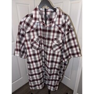 ROCXL Western Pearl Snap Plaid Shirt 5XL Rodeo Rockabilly Ranchwear Cowboy EUC